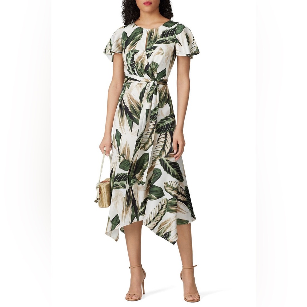 GREAT JONES Elegant Green Leaf Print Maxi Dress Sz 4